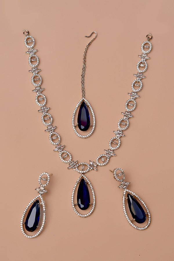 Anzay Jewellery - Party Wear Blue Party Set