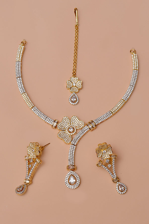 Anzay Jewellery - Party Wear Golden Party Set