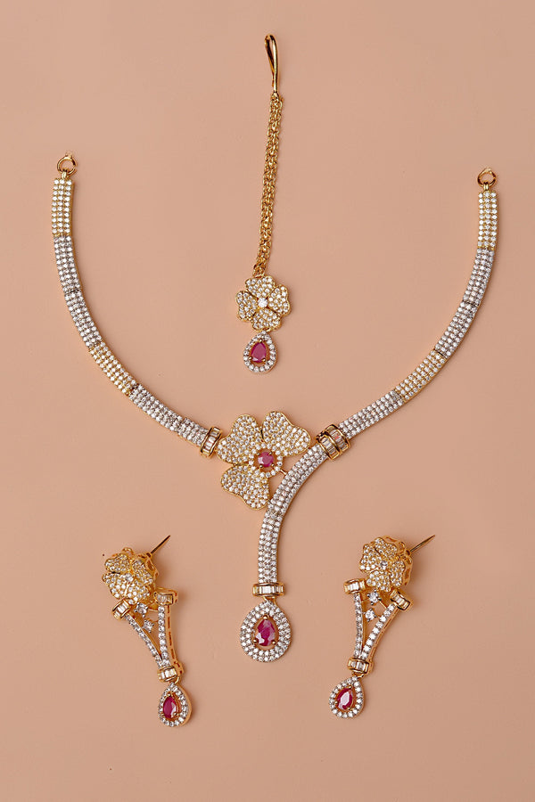 Anzay Jewellery - Party Wear Red Party Set