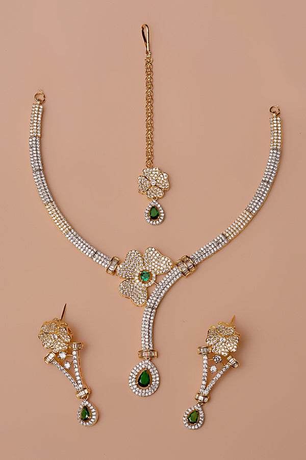 Anzay Jewellery - Party Wear Green Party Set