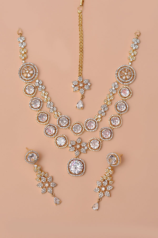 Anzay Jewellery - Party Wear Golden Party Set