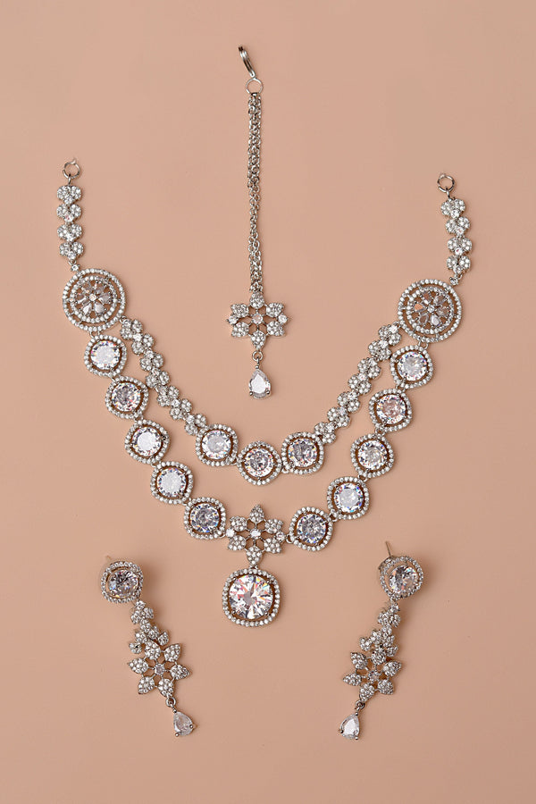 Anzay Jewellery - Party Wear Silver Party Set