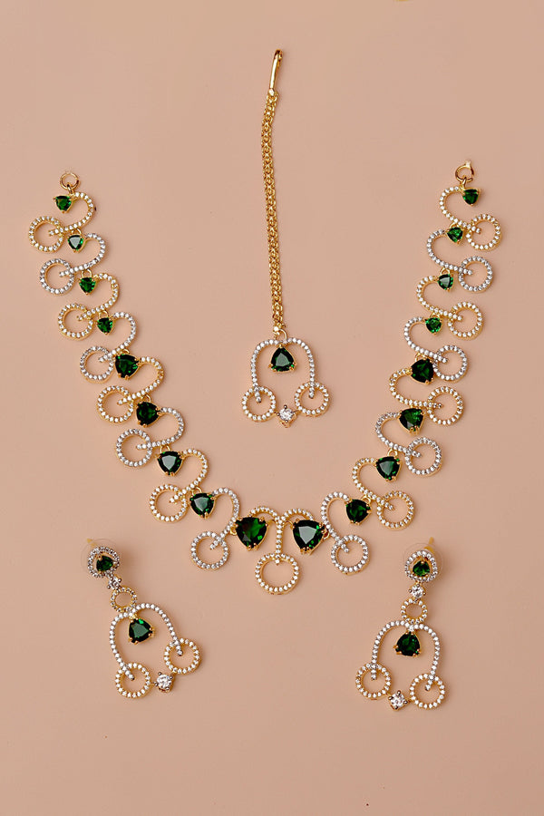 Anzay Jewellery - Party Wear Green Party Set
