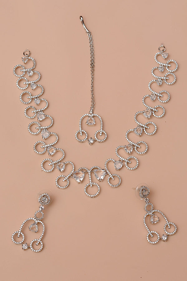 Anzay Jewellery - Party Wear Silver Party Set