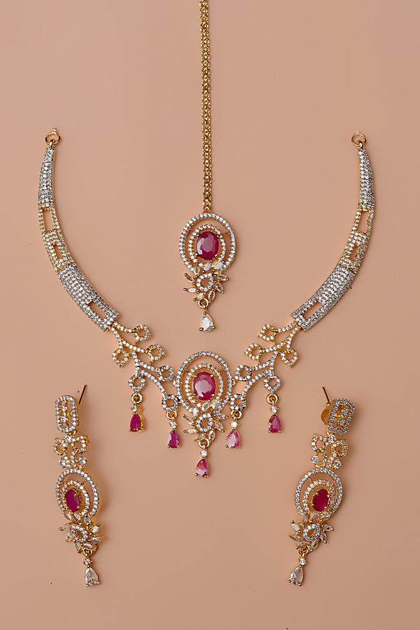 Anzay Jewellery - Party Wear Red Party Set