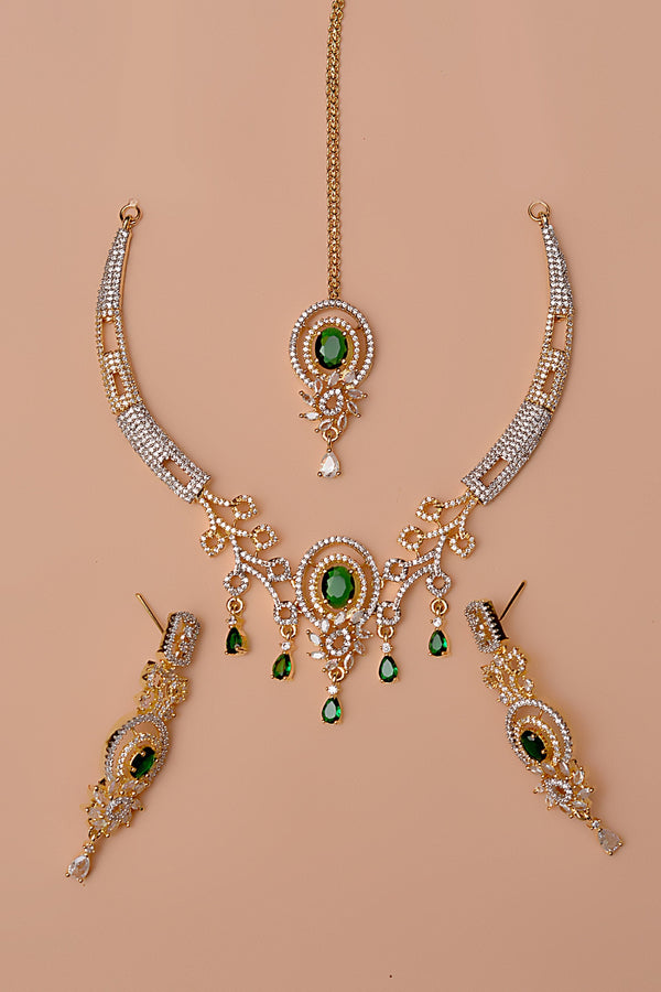 Anzay Jewellery - Party Wear Green Party Set