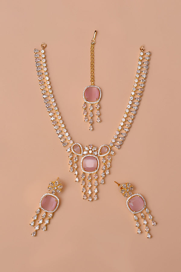 Anzay Jewellery - Party Wear Pink Party Set