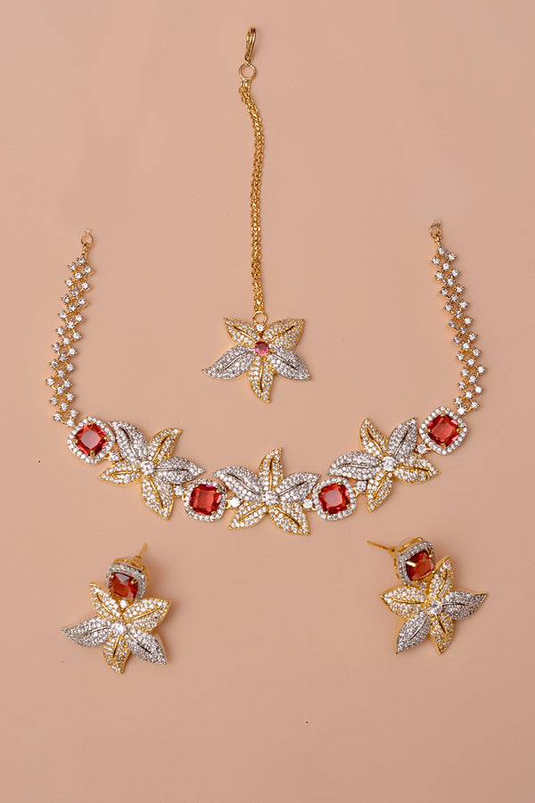 Anzay Jewellery - Party Wear Red Party Set