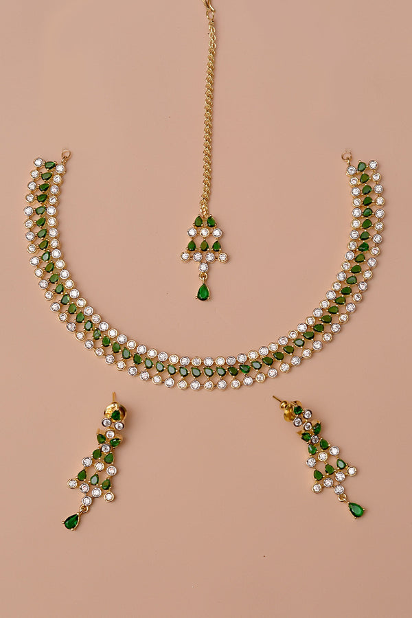 Anzay Jewellery - Party Wear Green Party Set