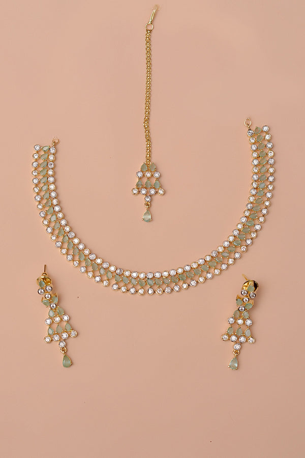 Anzay Jewellery - Party Wear Green Party Set