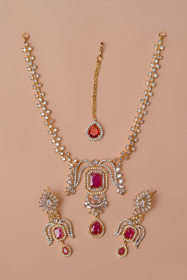 Anzay Jewellery - Party Wear Red Party Set