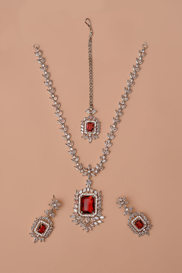 Anzay Jewellery - Party Wear Red Party Set