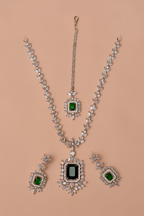 Anzay Jewellery - Party Wear Green Party Set
