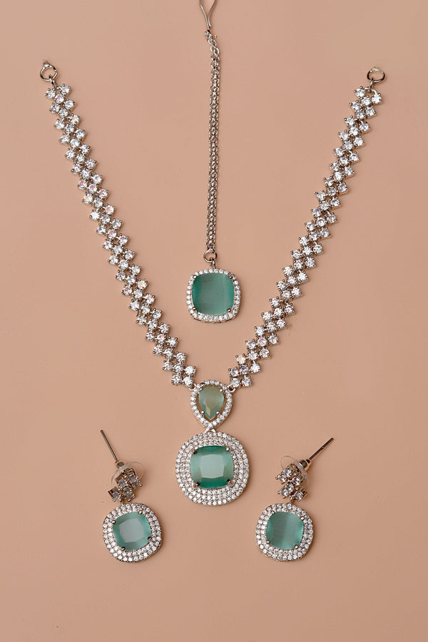 Anzay Jewellery - Party Wear Green Party Set