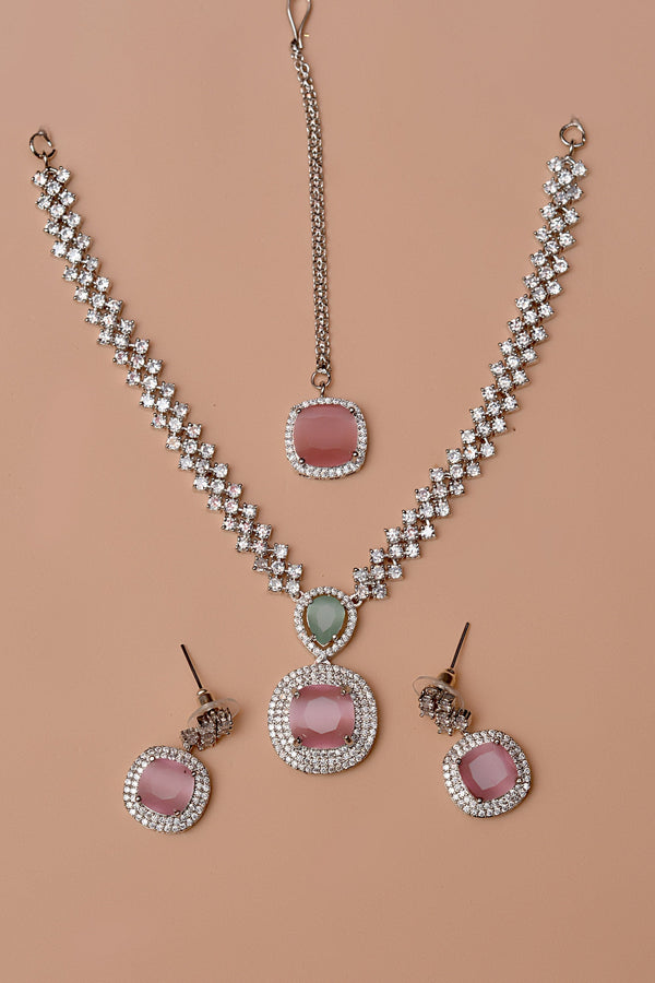 Anzay Jewellery - Party Wear Pink Party Set