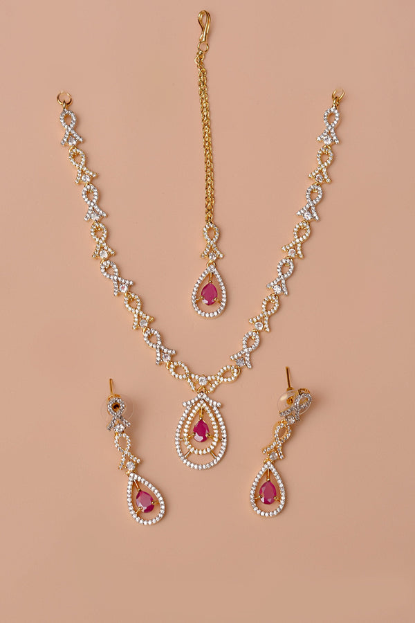 Anzay Jewellery - Party Wear Red Party Set