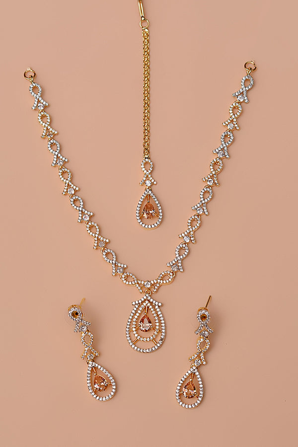 Anzay Jewellery - Party Wear Champagne Party Set