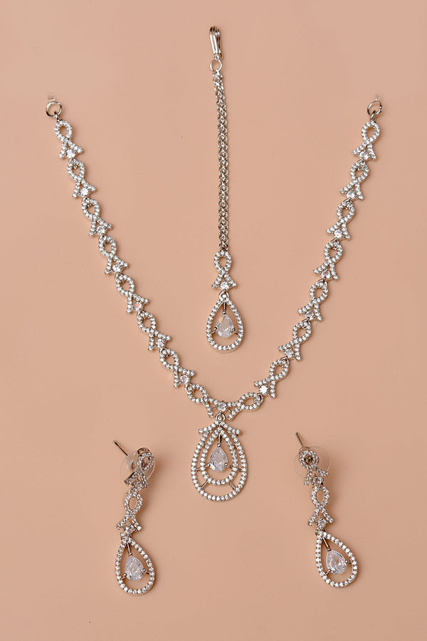 Anzay Jewellery - Party Wear Silver Party Set