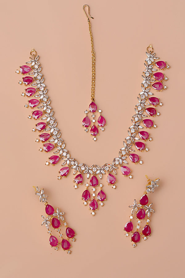 Anzay Jewellery - Party Wear Red Party Set