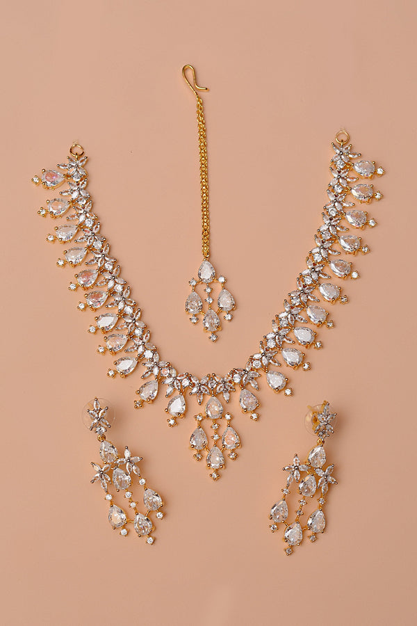 Anzay Jewellery - Party Wear Golden Party Set
