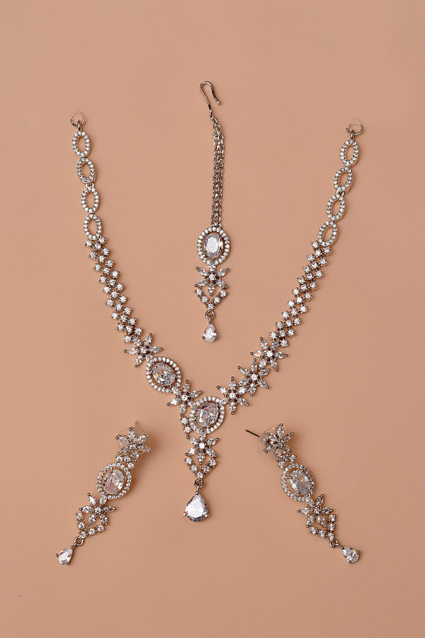 Anzay Jewellery - Party Wear Silver Party Set