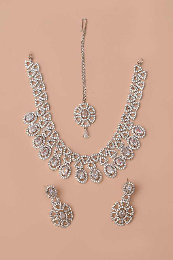 Anzay Jewellery - Party Wear Silver Party Set