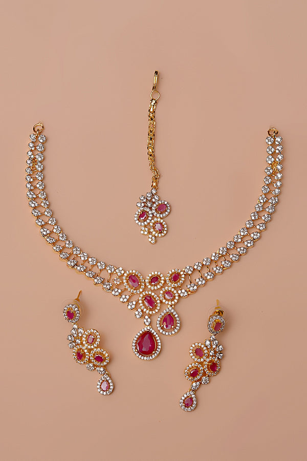 Anzay Jewellery - Party Wear Red Party Set