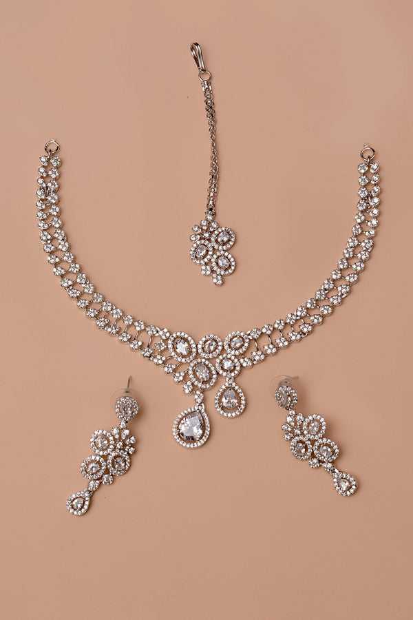 Anzay Jewellery - Party Wear Silver Party Set
