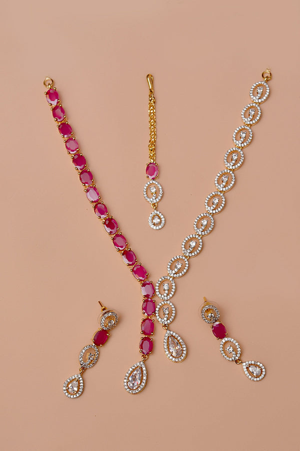 Anzay Jewellery - Party Wear Red Party Set