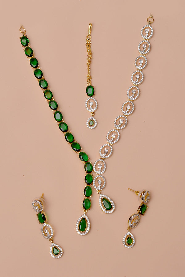 Anzay Jewellery - Party Wear Green Party Set