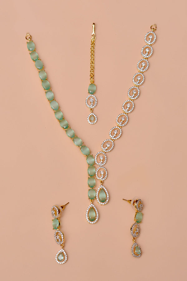 Anzay Jewellery - Party Wear Green Party Set