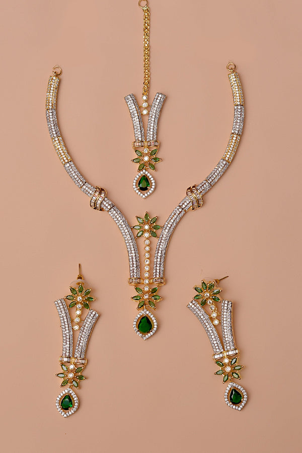 Anzay Jewellery - Party Wear Green Party Set