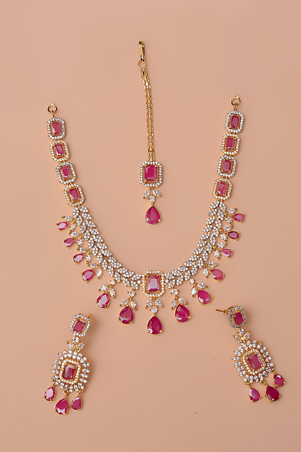 Anzay Jewellery - Party Wear Red Party Set