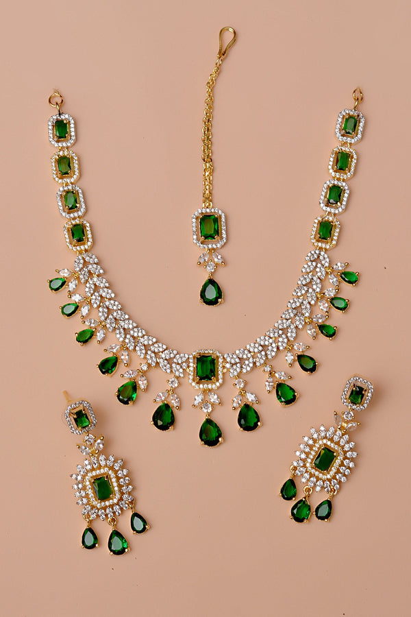 Anzay Jewellery - Party Wear Green Party Set
