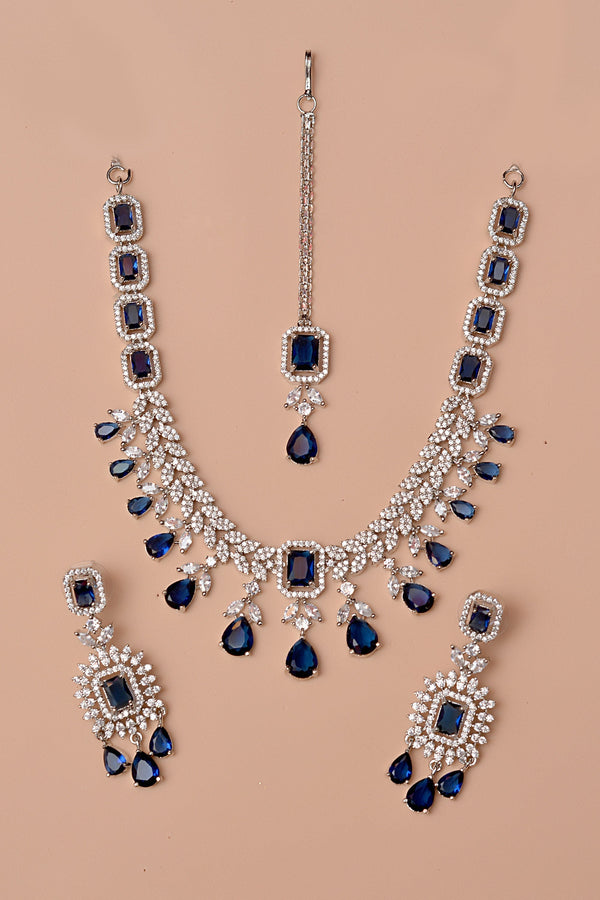 Anzay Jewellery - Party Wear Blue Party Set