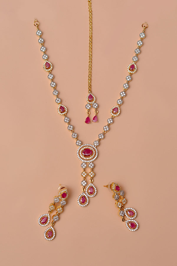 Anzay Jewellery - Party Wear Red Party Set