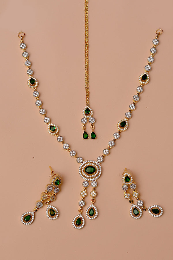 Anzay Jewellery - Party Wear Green Party Set