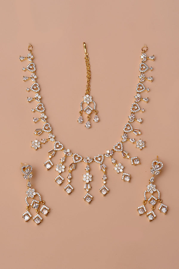 Anzay Jewellery - Party Wear Golden Party Set