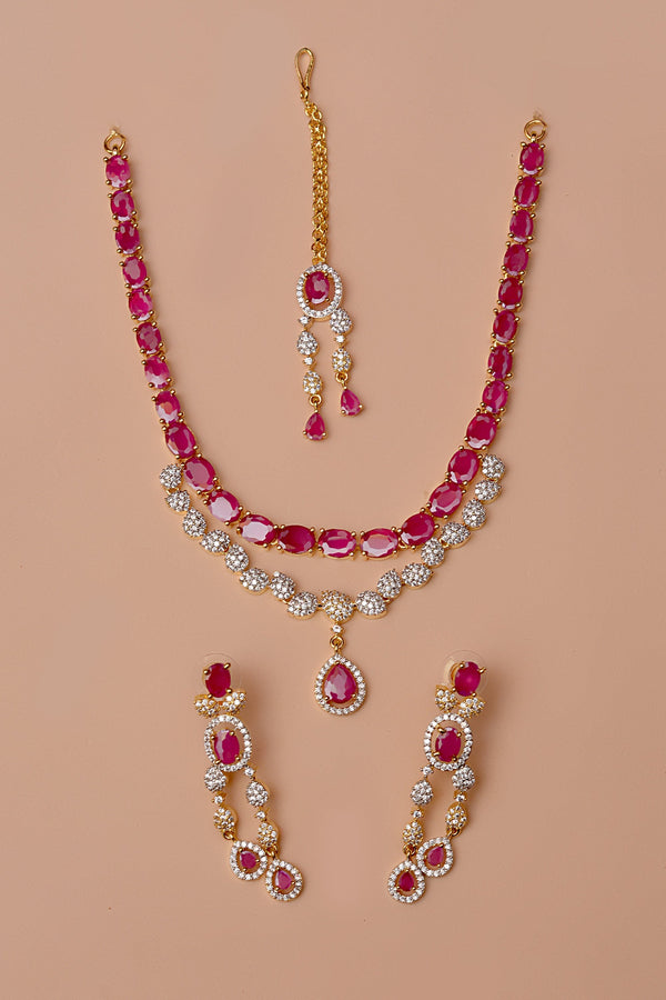 Anzay Jewellery - Party Wear Red Party Set
