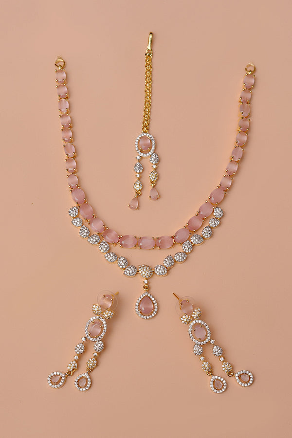 Anzay Jewellery - Party Wear Pink Party Set