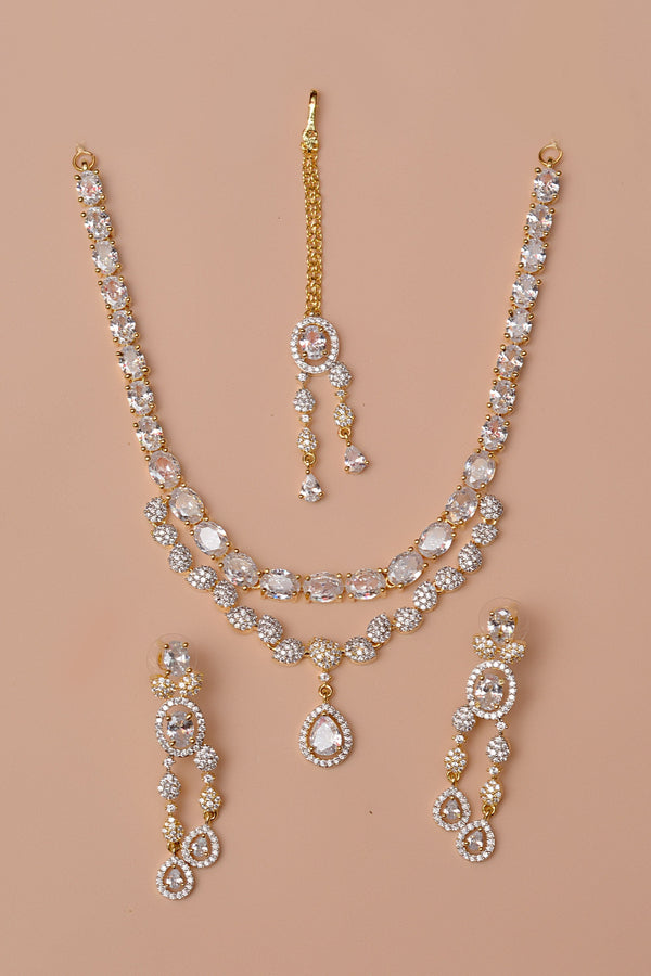 Anzay Jewellery - Party Wear Golden Party Set