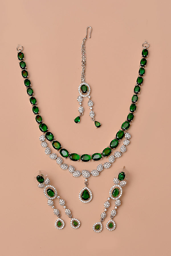 Anzay Jewellery - Party Wear Green Party Set