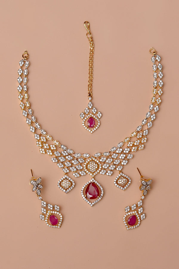 Anzay Jewellery - Party Wear Red Party Set