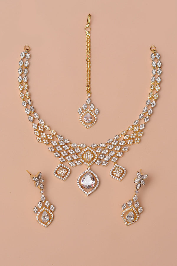 Anzay Jewellery - Party Wear Golden Party Set