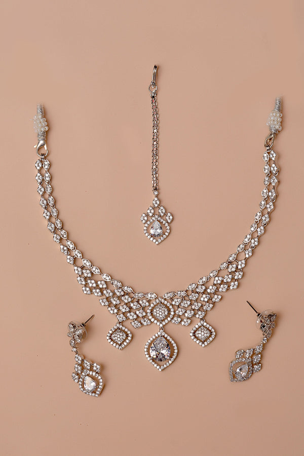 Anzay Jewellery - Party Wear Silver Party Set