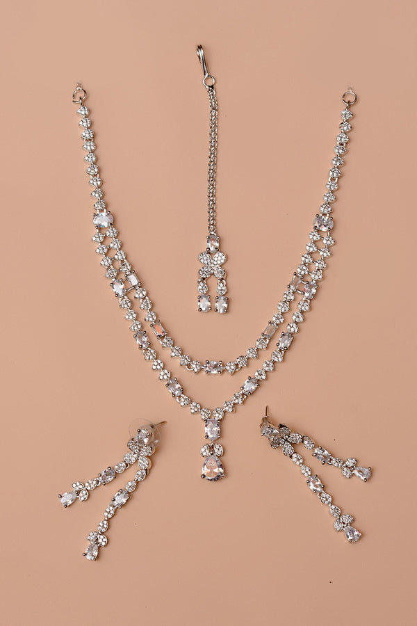 Anzay Jewellery - Party Wear Silver Party Set