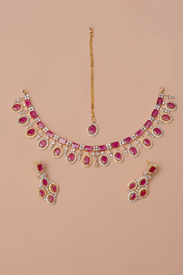 Anzay Jewellery - Party Wear Red Party Set