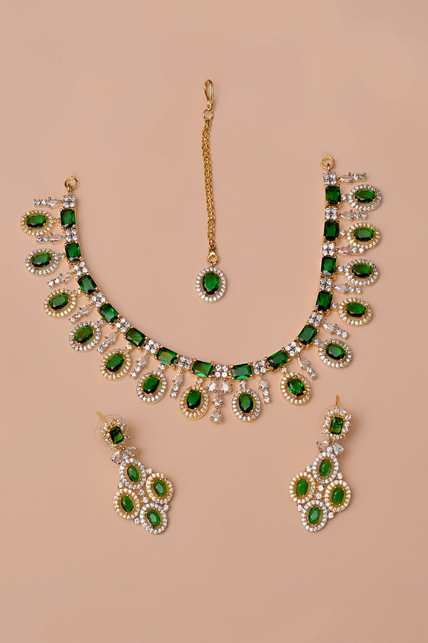 Anzay Jewellery - Party Wear Green Party Set