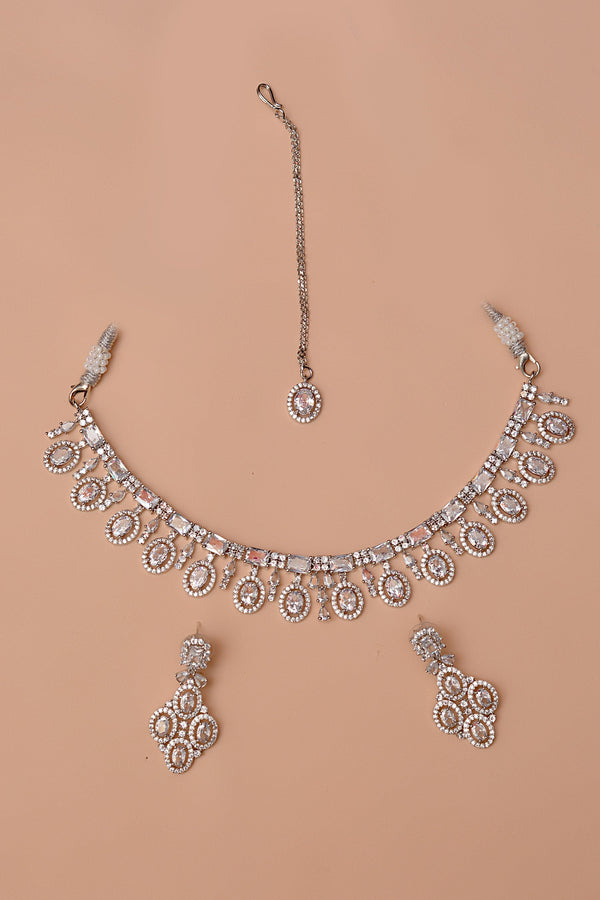 Anzay Jewellery - Party Wear Silver Party Set