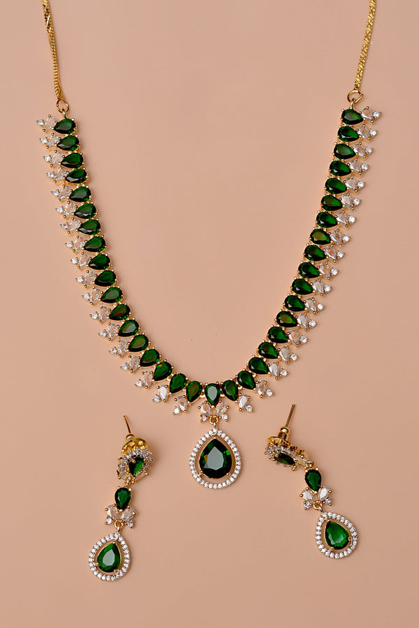 Anzay Jewellery - Party Wear Green Party Set